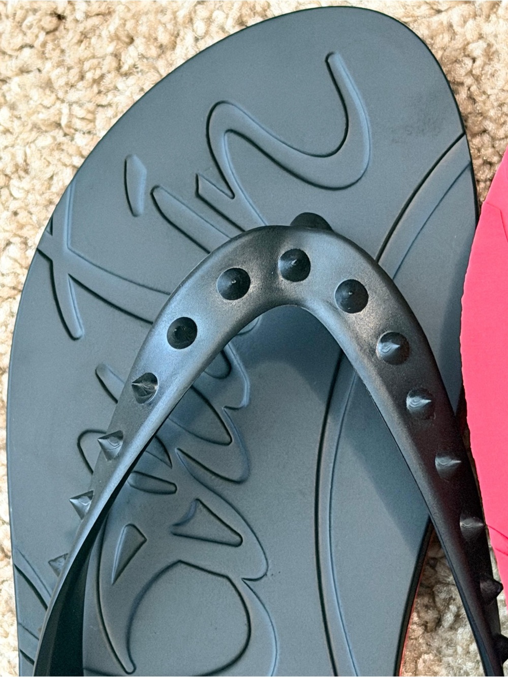 Christian Louboutin Black Studded Flip Flop Sandals - Picture 4 of 5